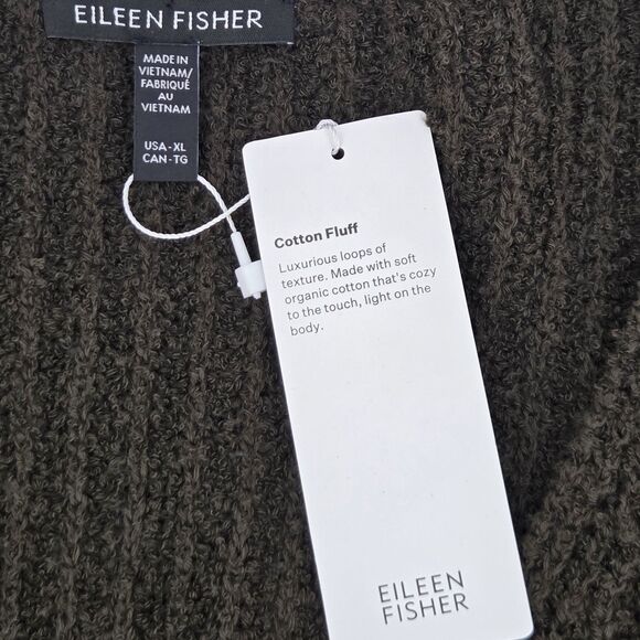 Eileen Fisher Organic Cotton Cashmere Sweater Womens Size XL Green Fall Winter - Picture 4 of 8